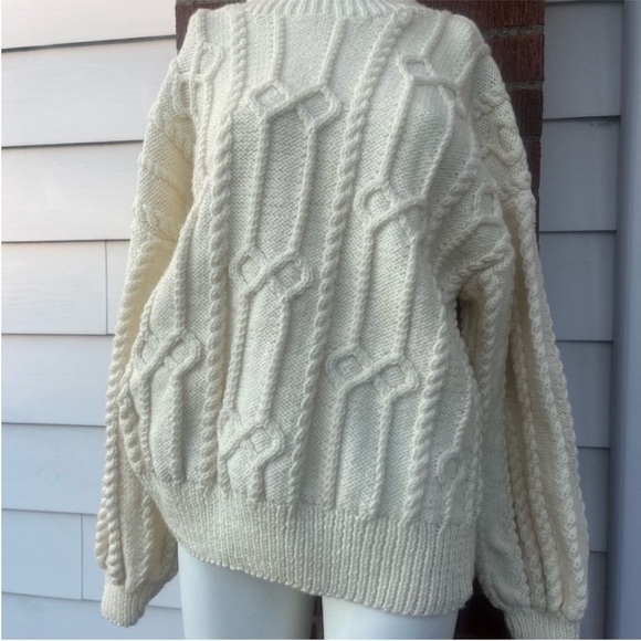 Handknit Chunky Cable Knit Sweater - Picture 3 of 4